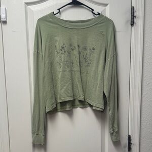 Forever 21 Sage Floral Long Sleeve Top